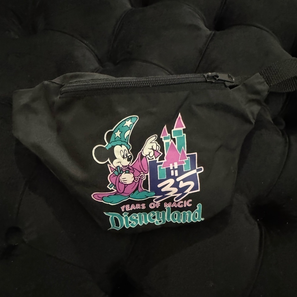 35th Anniversary VTG Disney Black Fanny Pack Belt Bag Mickey Mouse - Picture 1 of 11